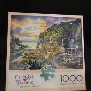 Buffalo Games Charles Wysocki MOONLIGHT AND ROSES 1000 piece puzzle COMPLETE